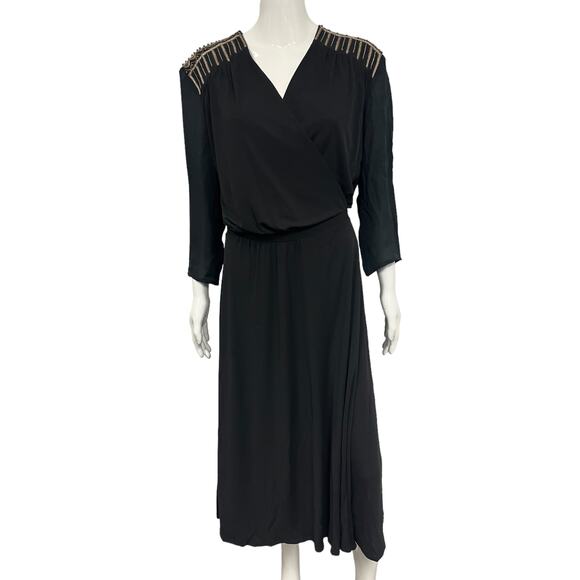 ETRO Black Beaded Embroidered Long Sleeve Belted Kimono Jacket Size EU 48 US 12 - Picture 1 of 4
